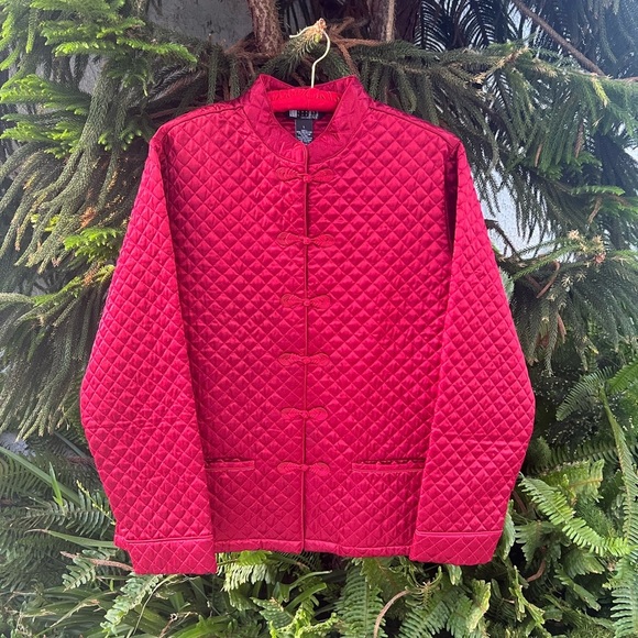 Carole Little Red Quilted Plush Jacket Coat | Oriental Flair | Medium - Picture 16 of 16